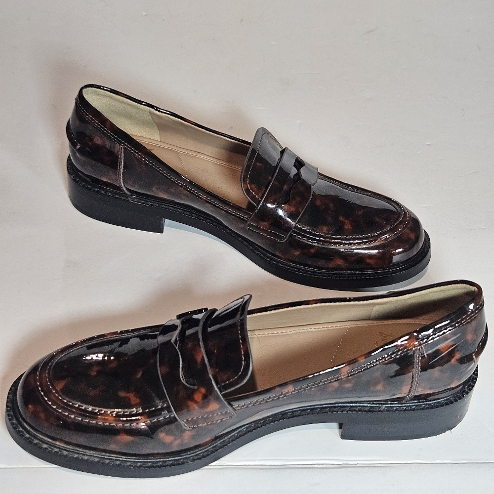Sam Edelman Colin Preppy Penny Loafers Womens Sz 8.5 Tortoiseshell-Print Career